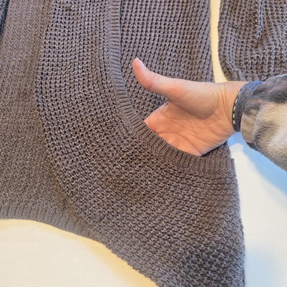 Market & Spruce Chocolate Brown Wide Knit Open Front Cardigan Sweater Womens Med - Picture 3 of 11